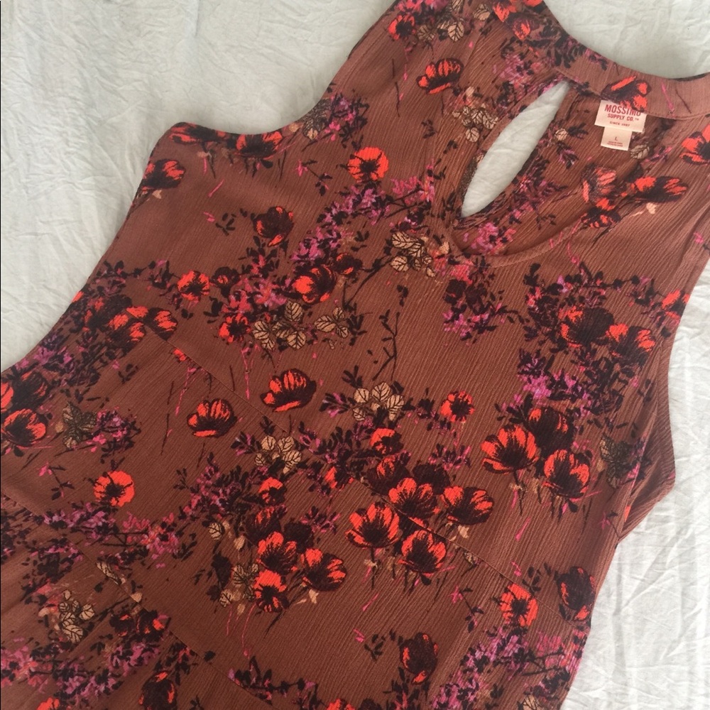 Mossimo Brown Tank with Neck Band - Floral Print